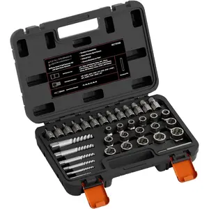 36- Upgraded Screw & Bolt Extractor Kit, 2-in-1 Nut Remover Tool Set, Stripped Screw Extractor for Damaged, Seized, Rusted Studs and Round  , Includes Storage Case