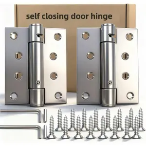 2-Pack Self-Closing Door Hinges 4 Inch - Adjustable Heavy-Duty Spring Hinges for Auto Close Door Hardware,  Fit for Commercial and Residential Use