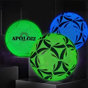 Glow-In-The-Dark Blue Soccer Ball Size 5, Machine Stitched Durable Non-Slip Fluorescent luminous Football, Perfect Gift for Halloween Christmas Football Balls