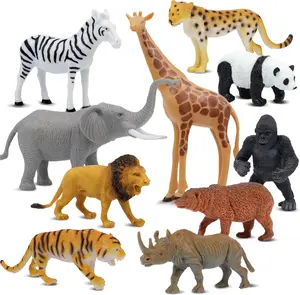 Animal Figurines Set, 10-Piece Realistic Wild Zoo Animal Toys for Kids, Educational Playset with Elephant, Lion, Tiger, Giraffe and More