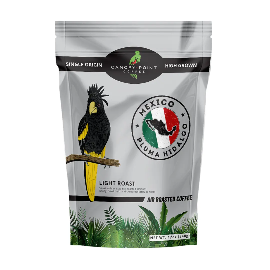 Canopy Point Coffee Mexico Light Air Roasted Coffee -  Bold Not Bitter, Single Origin, Gourmet Blonde Roast, Specialty Small Batch Roasted, Arabica, toasted almond honey dried fruit and citrus flavor notes, no fossil fuel or gas exposure