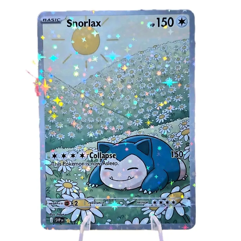 Midday Nap Snorlax Custom Card — Starry, Bubble, or Textured Shattered Glass