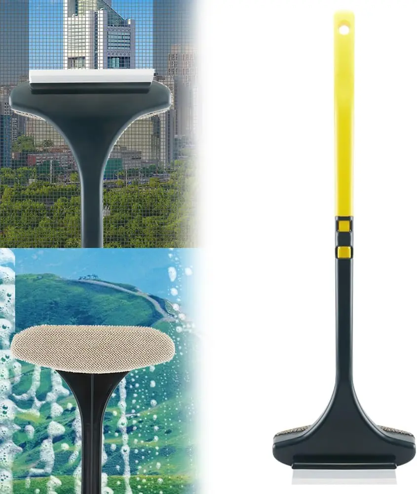 Multifunctional Anti-Mosquito Screen Brush & Glass Cleaning Tool – Dual Heads with Detachable Handle, Streak-Free for Windows, Mirrors, Car Windows, Home Car Cleaning #ScreenCleaner