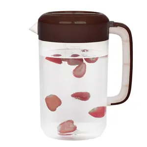 Clear Pitcher With Lid 1 Gallon  Large Plastic Ice Tea Jug For Fridge Sun - (khaki)