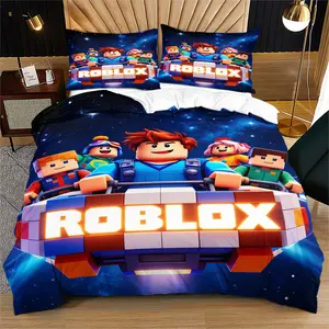 Roblox Pattern Quilt Cover Set, Duvet Cover Set, Decorative Duvet Cover, Suitable for Indoor Decor with Versatile Style, Perfect for Moving or Holiday Gifts, Includes 1 Quilt Cover and 1 or 2 Pillowcases, Excludes Quilt Insert and Pillow Inserts