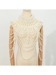 Cross-border hit European and American style slimming sexy exaggerated heavy workmanship hand-made bead multi-layer pearl shawl sexy body chain Fashion Body Jewelry