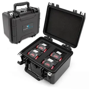 CASEMATIX Heavy-Duty Drill Battery Storage Case Holds 4 Milwaukee M18 Batteries IPX7 Waterproof Crushproof Hard Case with Precut Foam for Secure Transport