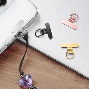 2/4PCS Mini Mobile Phone Lanyard Patch Pad Phone Strap Holder Stainless Steel Silent Hole Clip Ultra-thin Metal Back Patch Sturdy Connection Piece
