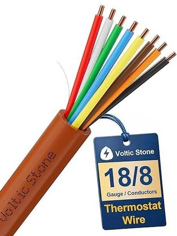 18/8 Thermostat Doorbell HVAC Wire, True Gauge 18 AWG 8 Conductor Solid Copper Control Cable, ETL Listed CL3R/CMR Riser Rated Flame-Retardant, RoHS, for 0-30V Low Voltage Systems - 50FT