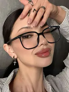 Unisex Casual Stylish Square Frames Glasses, Plain Color PC Lens, Retro Style, All Seasons Wear, Ideal for Students & Daily Use, Casual Eyeglasses, Square Frame Eyewear