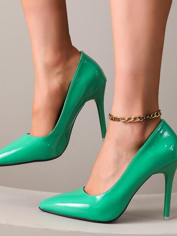 Spring & Fall Women's High Heel Pointed Toe Shoes, 10cm Thin Heels, Fashionable PU Leather, Comfortable Office Wear, High Heel Pumps