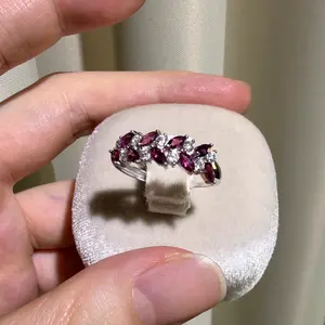 S925 sterling silver ring, Natural Garnet gemstone, heart shape, adjustable size, set size wirh a 3*2mm, high quality setting Engagement Ring,  Luxurious for Women,,Grils as Birthday Gift, Perfect for Daily Wear and Party, Valentine's Day Gift