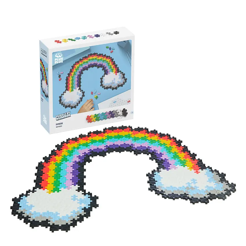 Puzzle By Number® Colorful 500-Pc Rainbow-Themed Puzzle Game, Phthalate-Free Polyethylene Plastic Plus-Plus Toy for Ages 5+ Toys & Hobbies Enthusiasts, Creative Play