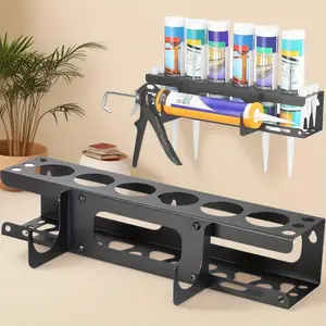 Glue gun rack tool holder, glue gun and tube rack, wall-mounted manual filling tool storage rack, can hold 6 tubes and filling nozzles, storage box for workshops, stores, and garages, Construction Tool Organizer