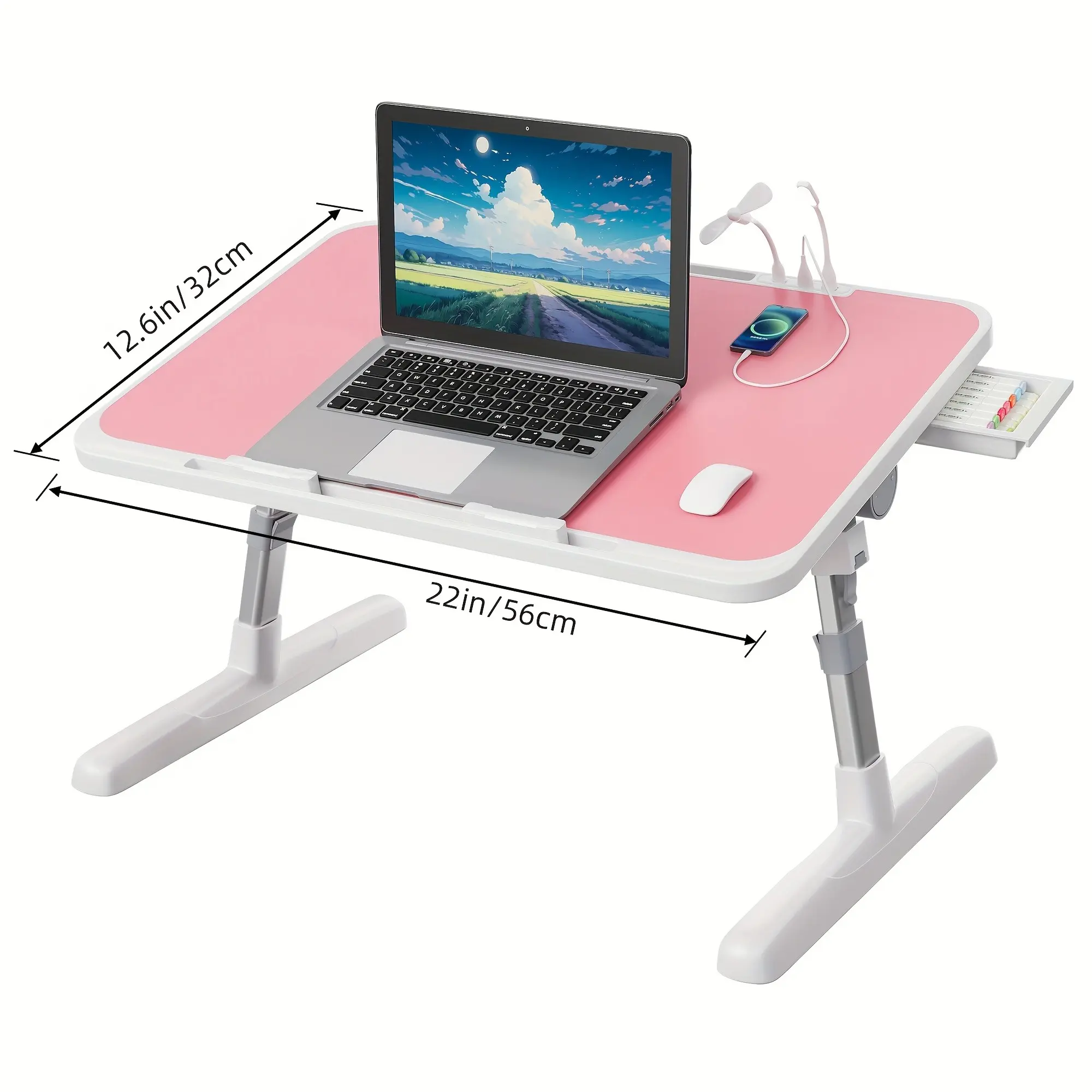 Heavy-Duty Adjustable Laptop Desk made from Reclaimed Wood | Foldable & Portable Bed/Couch Table | Space-Saving Design for Home Office, Dorm & Camping