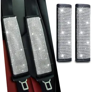 2-Pack Bling Seat Belt Covers,Bling Seat Belt Covers for Womens, Seat Belt Strap Cover  Pad,Universal  Interior Accessories Fit for //SUV(,2PC)
