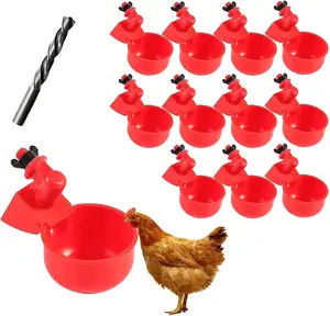 Chicken Water Cup Waterer for Poultry, 3/8 in Automatic Filling Waterer Poultry Drinking Bowl Chicken Water Feeder, Automatic Poultry Drinking Bowl for Duck Turkey Rabbit Geese Farm (6)