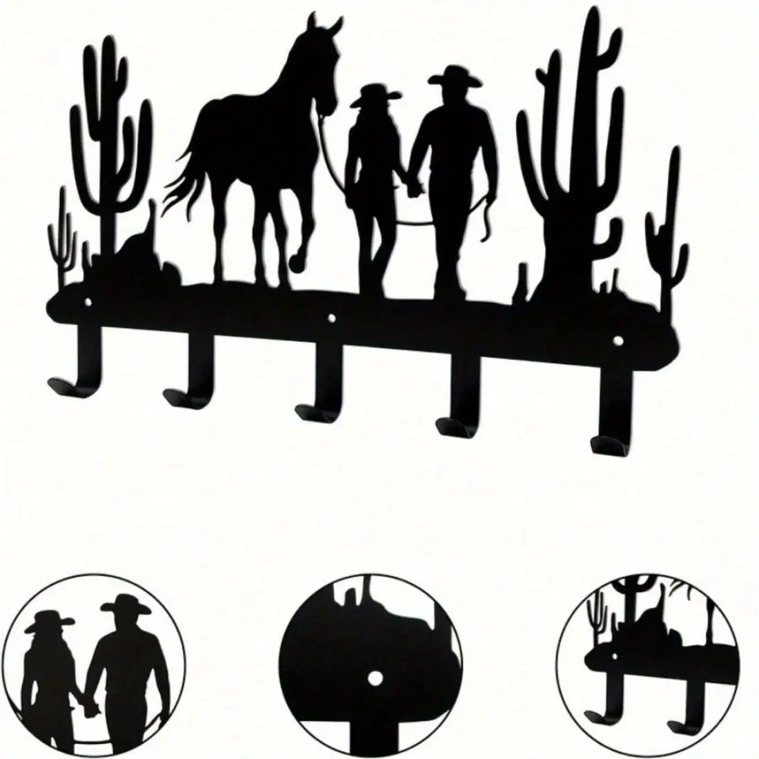 Western Cowboy Metal Wall Hook Hat Hangers for Wall Key Holder for Hat Backpack Coat Hat Hooks Storage Entryway Office Decor Rustic Home Storage Organizer Wall Hooks for Hanging