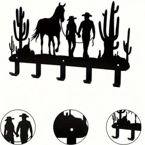 Western Cowboy Metal Wall Hook Hat Hangers for Wall Key Holder for Hat Backpack Coat Hat Hooks Storage Entryway Office Decor Rustic Home Storage Organizer Wall Hooks for Hanging Wall Mounted Hook