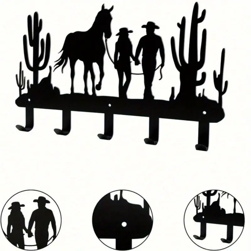 Western Cowboy Metal Wall Hook Hat Hangers for Wall Key Holder for Hat Backpack Coat Hat Hooks Storage Entryway Office Decor Rustic Home Storage Organizer Wall Hooks for Hanging Wall Mounted Hook