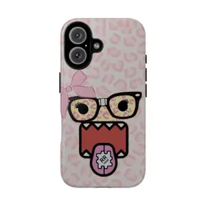 Cartoon Face Phone Case Set, Domo Phone Case spiral glasses leopard zebra bow headphones heart gear tongue pink yellow blue white vibes, baddie aesthetic gift play now, iPhone 17 16 15 14 13 12 Pro Max Plus