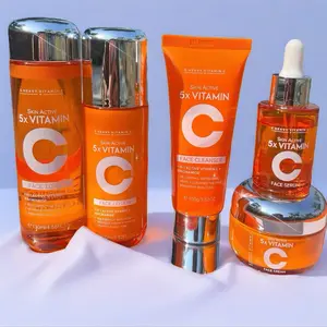 5X Vitamin C Facial Care Set 6-Piece Pack with Cleanser Toner Face Serum Cream & Eye Cream Gentle Skin Cleaning Care Travel Size Kit Daily