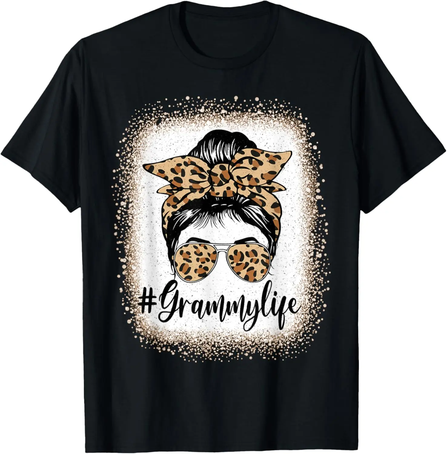 Cotton(pure) Grammy Life Women Messy Bun Grammie Grandmother Announcement T-Shirt