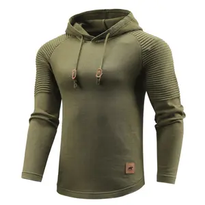 Zaitun Men’s Hooded Knit Sweater – Military Green Pullover with Ribbed Shoulder Detail – Warm, Comfortable & Stylish Hoodie-Style Knit for Casual, Outdoor & Everyday Fall/Winter Wear