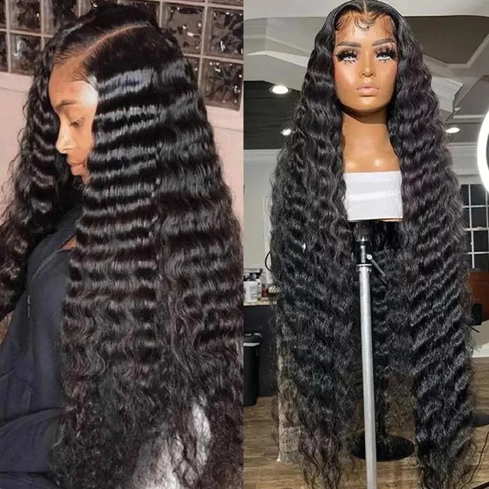 13x4 13x6 Deep Wave HD Lace Front Wig Human Hair 180% density Transparent Lace Frontal Wigs For Women Real Hair Wigs PrePlucked Lace Front Wig#SummerVibes#tiktokshopspringglowup