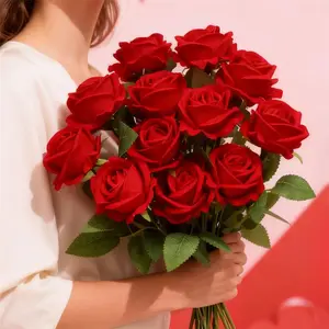 12pcs Artificial Rose Flowers, Eternal Rose Flowers, Artificial Roses Bouquet, Artificial Flower Bouquet, Wedding Decoration, Living Room Arrangement, Christmas Valentine's Day Birthday Party Decorations