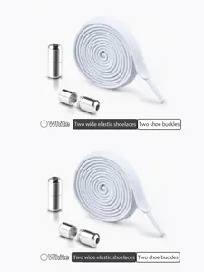 Elastic No-Tie Shoelaces for Adults and Seniors, Comfortable Flat Shoe Laces, 2 Pairs, Easy to Use, Ideal for Daily Wear