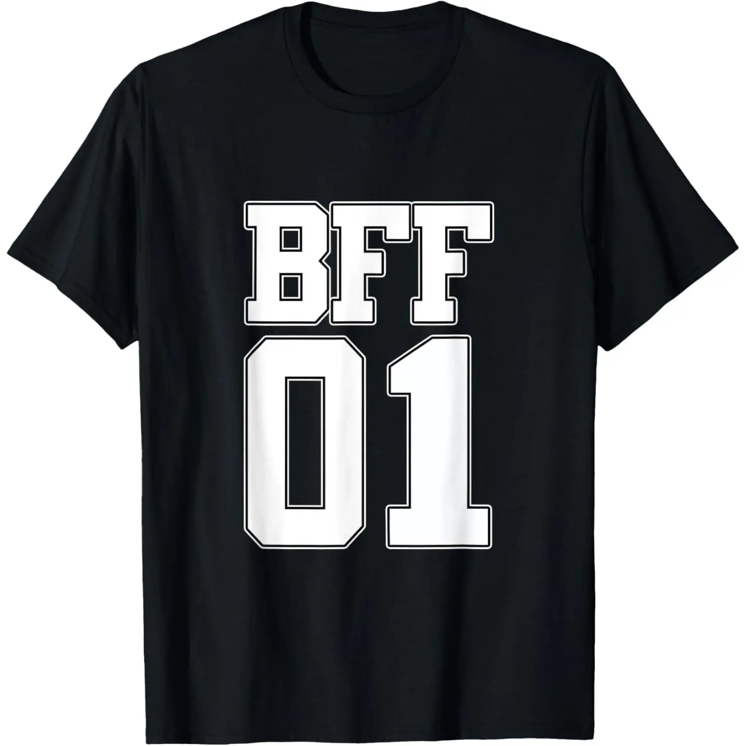 Women's BFF 01 Casual Cotton Short-Sleeve Round Neck Graphic T-Shirt, Best Friends Matching Top for Friendship Day