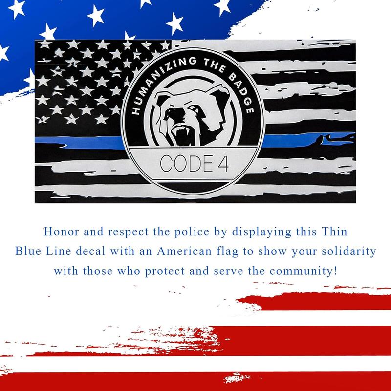 10 Packs Thin Blue Line Sticker - Code 4, Thin Line Flag Car Decal, Police Support Stickers - American Flag Thin Blue Line Decal for Cars, Trucks, Windows, Laptops