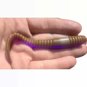Beacon 4.6" Textured Worm 7-Pack Thin, Wide Tail Action for Ned & Neko Rig - Pheromone-Infused for Maximum Attraction