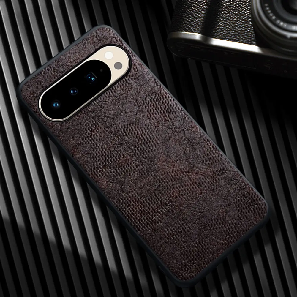 Fin Case for Google Pixel 10 9 8 7 Pro XL Pixel 9a 8a 7a Luxury Cracked Faux leather Phone cover funda for Pixel 10 Pro case capa