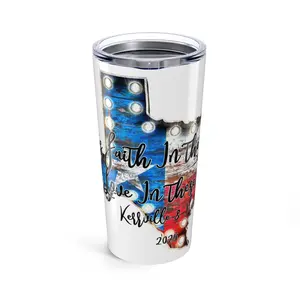 Faith in Texas Tumbler, 20oz Insulated Cup, Personalized Texas Gifts, Travel Mug, Americana Decor, Red White Blue Drinkware