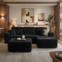 Black Corduroy Right Chaise