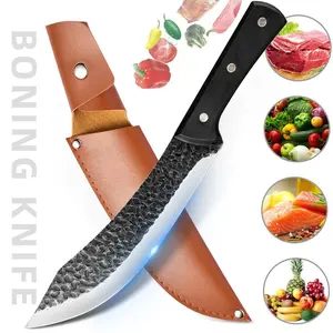 Kitchen Hand Forged Butcher Cleaver, High Carbon Steel Meat Chopping Knife with Ergonomic Handle, Chef Knife for Kitchen, BBQ & Outdoor Cooking