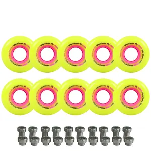 Labeda Whips Roller Hockey Goalie Wheels - Tender Yellow 55mm - 10-Pack with Evo Spacers