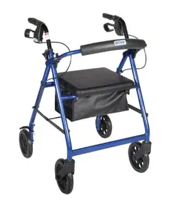 Rollator, Aluminum w/Fold-Up & Remov Back, Padded Seat Blue