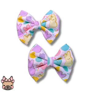 Pastel Easter Bunny Dog Bows - Spring Accessories For Dogs - Easter Double Bows