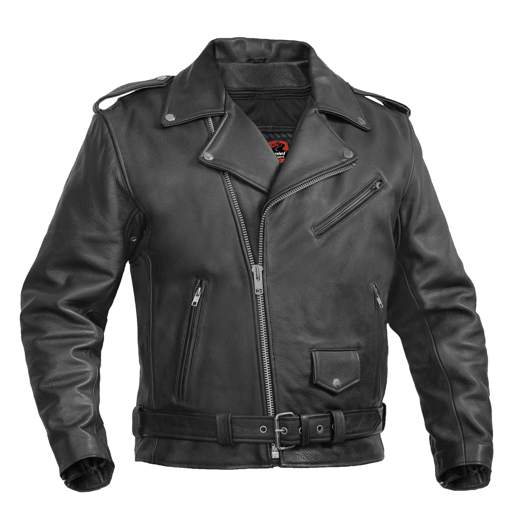 DANIEL SMART Horizon Men's Naked Cowhide Leather Motorcycle Jacket, Classic Biker Style with Zip-Out Thermal Liner, Concealed Carry Pockets & Action Back, Biker Jacket, Racerback