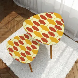 Mid Century Modern Mustard Yellow, Burnt Orange Groovy Mod Nesting Tables