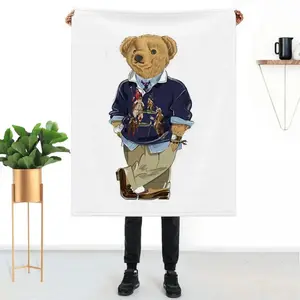 The Bear Flannel Throw Blanket, Fluffy Soft Luxury Blanket for Bed, Sofa, Knee Cover, Cozy Home Decoration