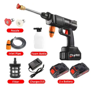 Cordless Pressure Washer Portable Battery High Pressure with 2 Nozzles 2 Batteries 5m Hose Ideal for Car Floor Patio Cleaning