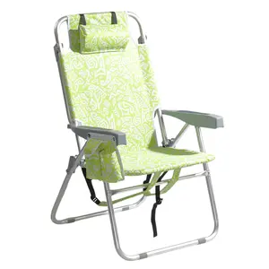 Tall Beach Chairs for Adults, 5-Position Reclining Backpack Beach Chair with Cooler & Storage Pouch, Portable Lightweight Folding Beach Chair with Cup Holder, Supports 260lbs, Green Tribal camping bench