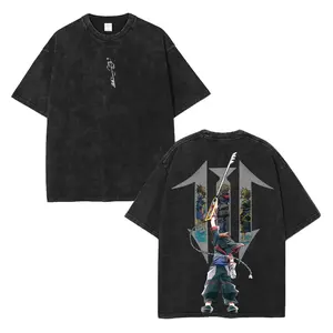 KINGDOM HEARTS SORA 2 sided Washed Tshirt Unisex graphic tee 90s Fabric Fit Clothes Top Cotton, Menswear Top Black Casual Crewneck Shortsleeve Clothes Soft