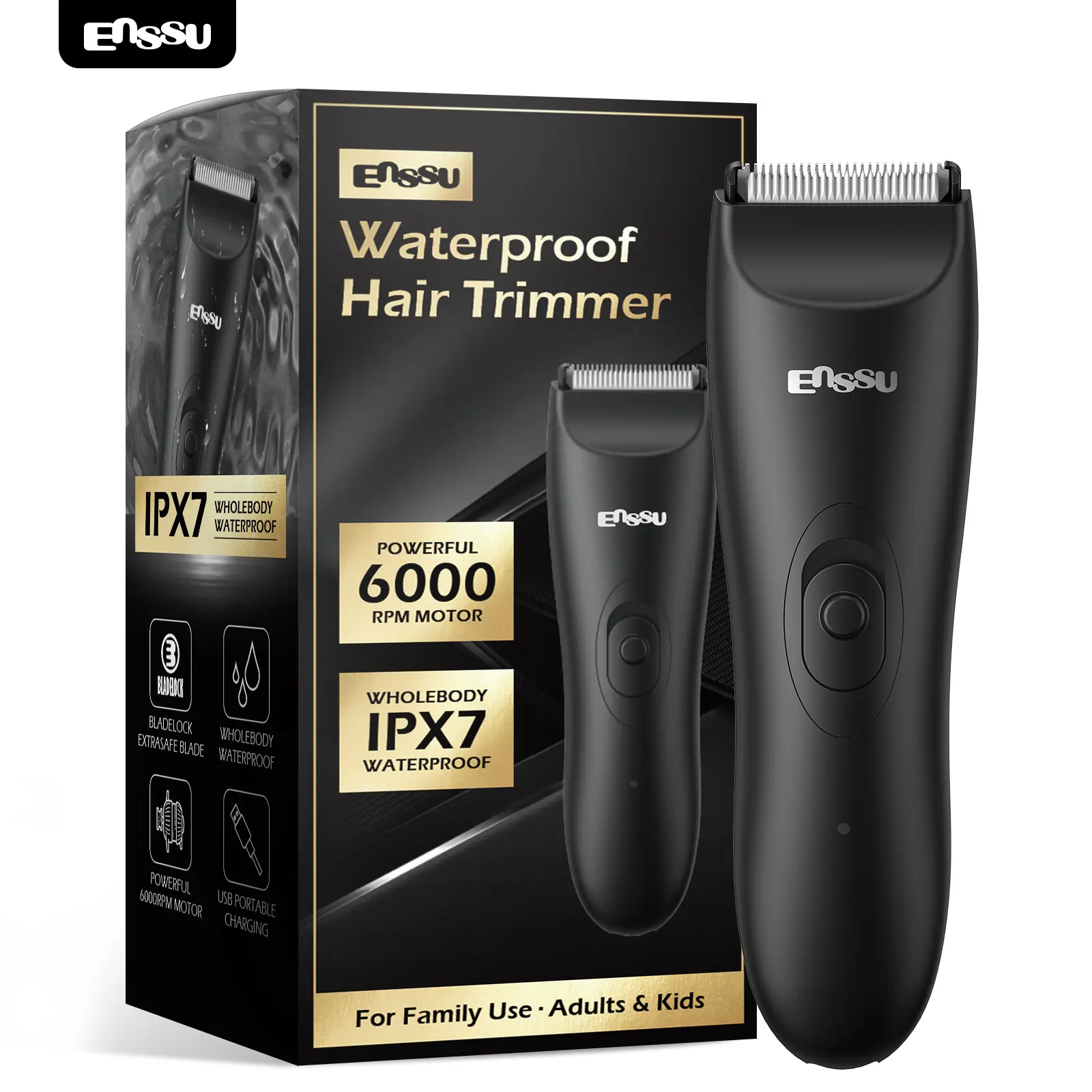 Enssu Electric Groin Hair Trimmer, Replaceable Skin Safe Ceramic Blade Heads, Waterproof Wet Dry Clippers, Rechargeable and Wireless Charging Body Trimmer, Male Hygiene Grooming Razor, Ball, Beard Trimmer for Men, Best Gift for Loved