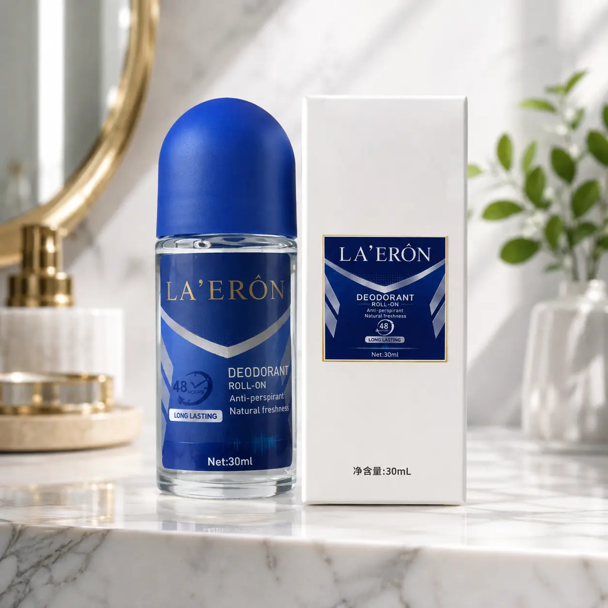 LA'ERÔN Roll-On Antiperspirant Deodorant - 48-Hour Sweat Protection with Long-Lasting Fresh Scent (30ml)