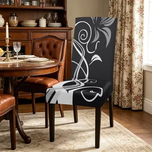 2/4/6PCS Dining Chair Covers, Black and White Abstract Swirl Printed Stretch Chair Covers, Full Wrap Home Dining Chair Covers, Wear-resistant Universal Chair Protectors, Removable & Washable Fabric Chair Slipcovers